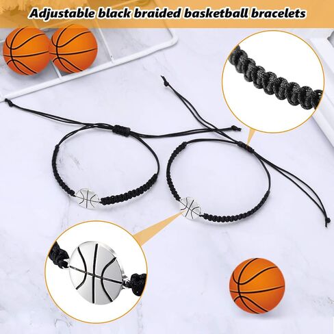 Hicarer 12 Pieces Basketball Bracelet Jewelry Basketball Woven Charm Bracelet for Player Team in Saudi Arabia