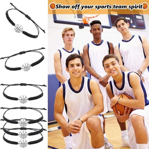Hicarer 12 Pieces Basketball Bracelet Jewelry Basketball Woven Charm Bracelet for Player Team in Saudi Arabia