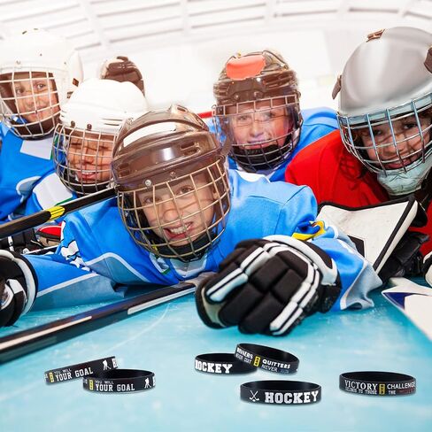 Henoyso 24 Pcs Hockey Bracelets for Boys Field Hockey Gifts Hockey Party Favors Bulk Silicone Motivational Bracelets and Keychain for Sport Themed Hockey Teams Players Fans Gifts in Saudi Arabia
