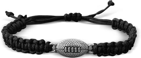 Sportybella Football Bracelet Adjustable Paracord Bracelets. Unisex Football Charm Bracelet. Weaved Bracelet String w/Football Charm. Football Gifts in Kuwait