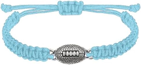 Sportybella Football Bracelet Adjustable Paracord Bracelets. Unisex Football Charm Bracelet. Weaved Bracelet String w/Football Charm. Football Gifts in Kuwait