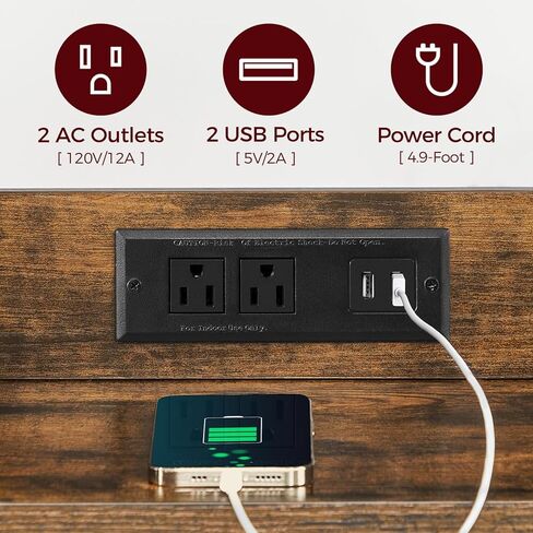 حامل طابعة مع محطة شحن، عربة طابعة ثلاثية الطبقات مع حقيبة جانبية، طاولة طابعة دوارة بعجلات للمكتب المنزلي، رف طابعة للمساحات الصغيرة، بني ريفي PTHR22E01 in Kuwait