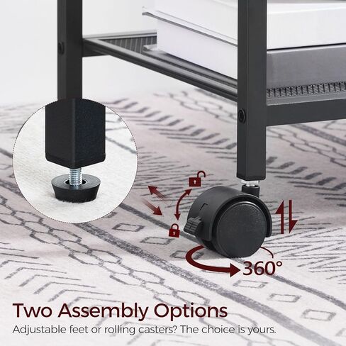 حامل طابعة مع محطة شحن، عربة طابعة ثلاثية الطبقات مع حقيبة جانبية، طاولة طابعة دوارة بعجلات للمكتب المنزلي، رف طابعة للمساحات الصغيرة، بني ريفي PTHR22E01 in Kuwait