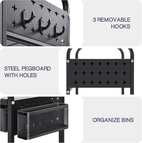 حامل طابعة متنقل من TOOLF بطبقتين تحت المكتب، عربة طابعة دوارة مع سلة تخزين ودرج منظم سطح المكتب، عربة أدوات للمكتب المنزلي ورف فاكس متعدد الأغراض مع عجلة دوارة - أسود in Kuwait