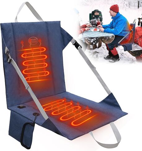 Heated Stadium Seat Cushion Pad Cordless Rechargeable 149F USB Battery Heated Bleacher Cushion Portable Heating Pad with Backrest Heating for Outdoor Camping, Fishing - 3 Heat Settings (NO Power Bank) in Saudi Arabia