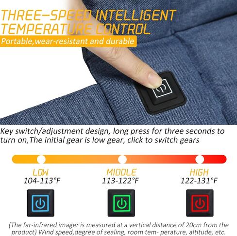 Heated Stadium Seat Cushion Pad Cordless Rechargeable 149F USB Battery Heated Bleacher Cushion Portable Heating Pad with Backrest Heating for Outdoor Camping, Fishing - 3 Heat Settings (NO Power Bank) in Saudi Arabia