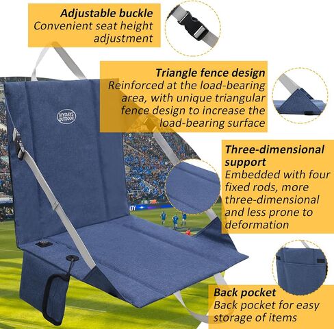 Heated Stadium Seat Cushion Pad Cordless Rechargeable 149F USB Battery Heated Bleacher Cushion Portable Heating Pad with Backrest Heating for Outdoor Camping, Fishing - 3 Heat Settings (NO Power Bank) in Saudi Arabia