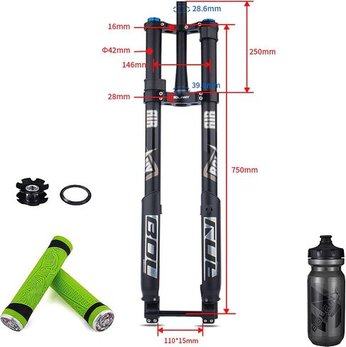 BOLANY Downhill Mountain Bike تعليق هوائي أمامي شوكة مزدوجة الكتف مقلوب سبائك الألومنيوم من خلال المحور تعزيز تباعد 15 * 110 مم شوكة مناسبة لفرامل القرص 26/27.5/29 بوصة إطار in Kuwait