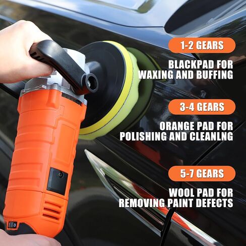 ملمع، شمع عازل قوي، ملمع دوار 7 سرعات مع لوحة دعم 6 بوصة و7 بوصة، ملمع دوار 1580 وات لتلميع السيارات، إزالة الشعر بالشمع، الصقل، الصنفرة in Kuwait