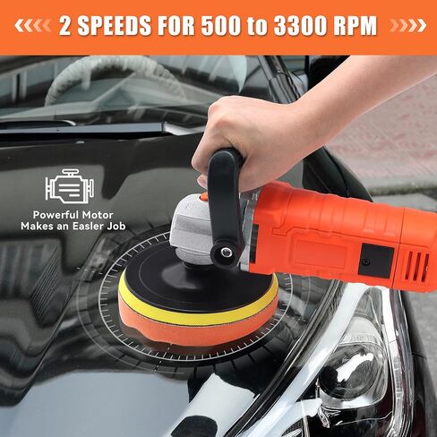 ملمع، شمع عازل قوي، ملمع دوار 7 سرعات مع لوحة دعم 6 بوصة و7 بوصة، ملمع دوار 1580 وات لتلميع السيارات، إزالة الشعر بالشمع، الصقل، الصنفرة in Kuwait