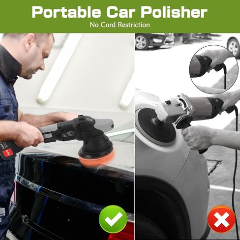 مجموعة تلميع عازلة لاسلكية، أداة تلميع لتفاصيل السيارة، آلة تلميع أوتوماتيكية محمولة مقاس 5 بوصة، 3 سرعات متغيرة مع قطعتين من البطارية ومركبي تلميع in Kuwait