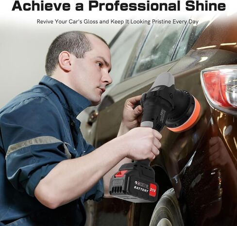 مجموعة تلميع عازلة لاسلكية، أداة تلميع لتفاصيل السيارة، آلة تلميع أوتوماتيكية محمولة مقاس 5 بوصة، 3 سرعات متغيرة مع قطعتين من البطارية ومركبي تلميع in Kuwait