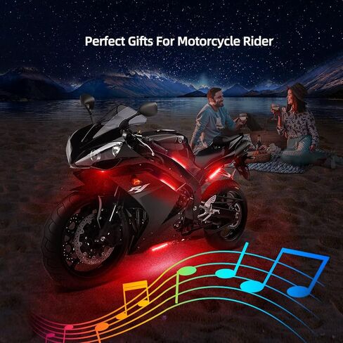 12pcs Motorcycle underglow LED Light Kit, RGB Motorcycle LED Interior Strip Lights with Music Mode, Multicolor Brake Light Function Waterproof Motorcycle Accessories - Wireless APP Control, DC 12V in Kuwait