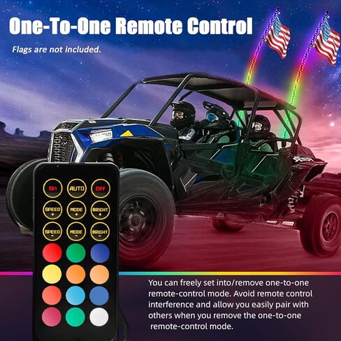 RGB LED Whip Lights, 2PCS 4FT Spiral Whip Light Chase Light with Spring Base RF Remote Control Lighted Antenna Whips Rocker Switch, Light Bar for ATV UTV Polaris Dune Buggy Offroad Truck in Kuwait