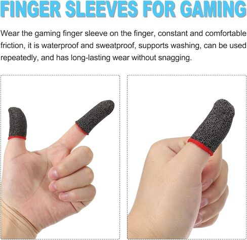 MECCANIXITY Mobile Gaming Finger Sleeve Controller Finger Thumb Sleeve Finger Gloves Black, Silver Fiber Anti-Sweat Breathable, for Phone Game, Pack of 12 in Kuwait