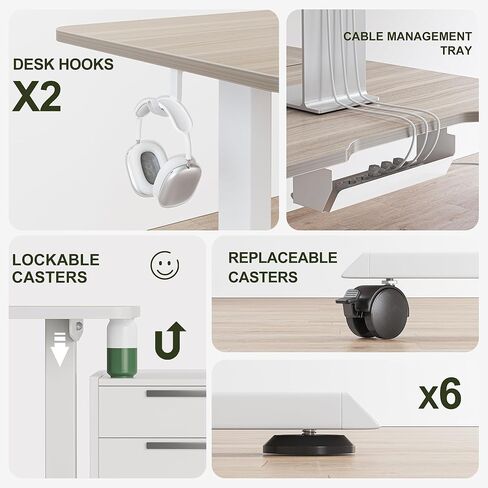 BANTI مكتب قائم كهربائي على شكل حرف L، مكتب وقوف بارتفاع قابل للتعديل 48 بوصة مع حامل شاشة، مكتب مكتب منزلي للجلوس مع سطح أبيض in Kuwait