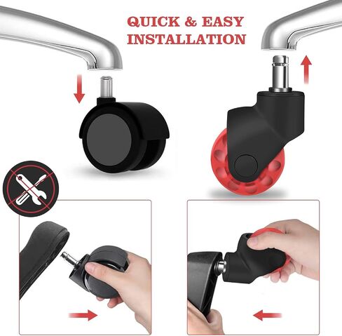 2" Ball Caster Wheels, Hirate 360 Degree Rotation Universal Ball Casters with Nylon Cover for Office Furniture Chairs Replacement Casters Smooth Rolling 7/16" x 7/8", Set of 5, Black in Saudi Arabia