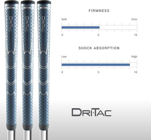 قبضة جولف كبيرة الحجم من WINN DRI-TAC، غير قابلة للانزلاق ومبطنة، راحة فائقة وممتصة للرطوبة، ممتصة للصدمات، الحد الأقصى لامتصاص الصدمات لمن يعانون من تعب اليد، تقنية AVS، ضغط قبضة أخف، إمكانية اللعب في جميع الأحوال الجوية، بوليمر ممتاز in Kuwait