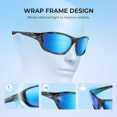 نظارات شمسية رياضية مستقطبة من KastKing Dugan للرجال والنساء، مثالية للقيادة والصيد وركوب الدراجات والجري والحماية من الأشعة فوق البنفسجية in Kuwait
