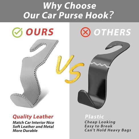 Purse Hook for Car, Car Purse Holder Headrest Hook Vehicle Leather Storage Hook for Hanging Purses and Bags, 2 Pack Black in Kuwait