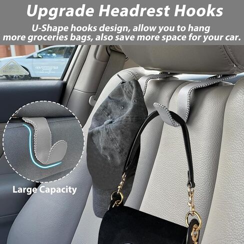 Purse Hook for Car, Car Purse Holder Headrest Hook Vehicle Leather Storage Hook for Hanging Purses and Bags, 2 Pack Black in Kuwait