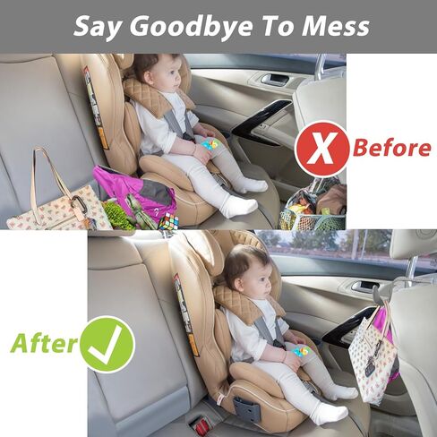 Purse Hook for Car, Car Purse Holder Headrest Hook Vehicle Leather Storage Hook for Hanging Purses and Bags, 2 Pack Black in Kuwait