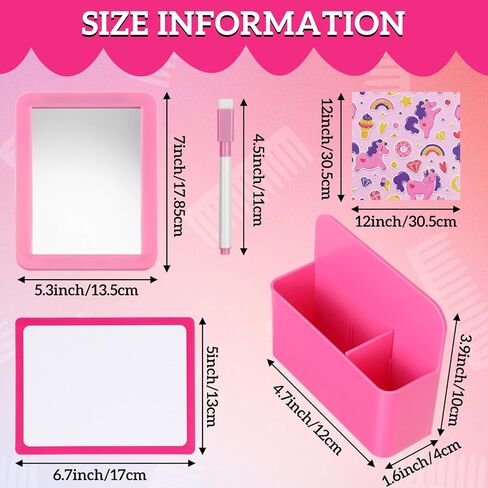 16 قطعة من منظم الخزانة المغناطيسي وملحقاته تتضمن 12 ملصقًا للخزانة المغناطيسية، 1 سبورة بيضاء مغناطيسية جافة، 1 قلم تحديد، 1 مرآة خزانة مغناطيسية، 1 صندوق تخزين بلاستيكي وردي للفصل الدراسي in Kuwait