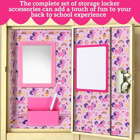 16 قطعة من منظم الخزانة المغناطيسي وملحقاته تتضمن 12 ملصقًا للخزانة المغناطيسية، 1 سبورة بيضاء مغناطيسية جافة، 1 قلم تحديد، 1 مرآة خزانة مغناطيسية، 1 صندوق تخزين بلاستيكي وردي للفصل الدراسي in Kuwait