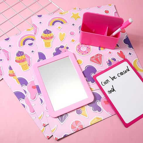 16 قطعة من منظم الخزانة المغناطيسي وملحقاته تتضمن 12 ملصقًا للخزانة المغناطيسية، 1 سبورة بيضاء مغناطيسية جافة، 1 قلم تحديد، 1 مرآة خزانة مغناطيسية، 1 صندوق تخزين بلاستيكي وردي للفصل الدراسي in Kuwait