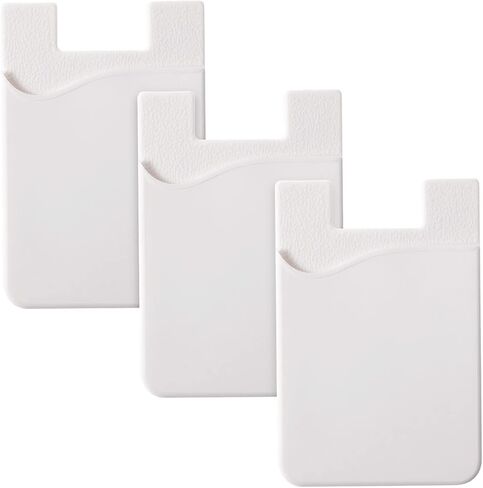 محفظة حامل بطاقات الهاتف الخلوي، 3 قطع، حافظة من السيليكون ذاتية اللصق رفيعة للغاية لبطاقة الائتمان وبطاقة الهوية وجيب لهاتف iPhone وSamsung Huawei والهواتف الذكية الأخرى (أبيض) in Kuwait