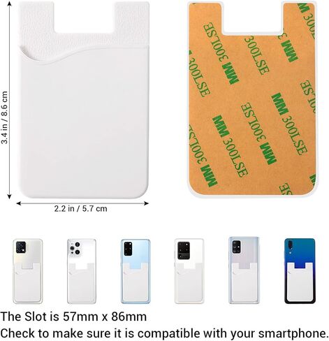 محفظة حامل بطاقات الهاتف الخلوي، 3 قطع، حافظة من السيليكون ذاتية اللصق رفيعة للغاية لبطاقة الائتمان وبطاقة الهوية وجيب لهاتف iPhone وSamsung Huawei والهواتف الذكية الأخرى (أبيض) in Kuwait