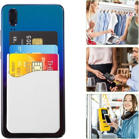 محفظة حامل بطاقات الهاتف الخلوي، 3 قطع، حافظة من السيليكون ذاتية اللصق رفيعة للغاية لبطاقة الائتمان وبطاقة الهوية وجيب لهاتف iPhone وSamsung Huawei والهواتف الذكية الأخرى (أبيض) in Kuwait