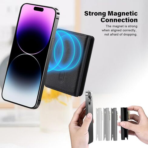محفظة nuoku المغناطيسية للهاتف المتوافقة مع محفظة Magsafe، حامل البطاقة المغناطيسية لسلسلة iPhone 15/14/13/12، غير متوافقة مع 13/12 mini in Kuwait