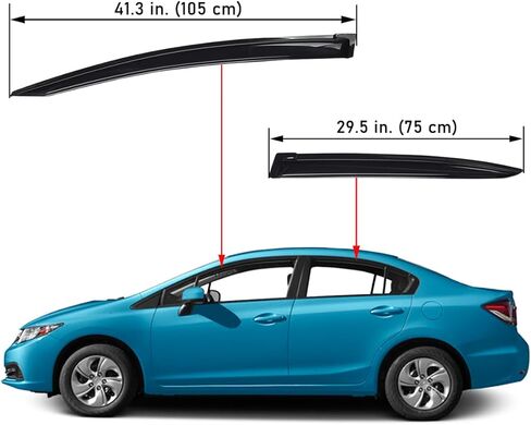 Lightronic WV94462 Outside-Mount Car Window Rain Guards Deflectors & Visors, Dark Smoke, 4-Pieces Set, Fits 2012-2015 Honda Civic (Sedan) in Saudi Arabia