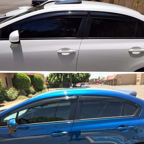 Lightronic WV94462 Outside-Mount Car Window Rain Guards Deflectors & Visors, Dark Smoke, 4-Pieces Set, Fits 2012-2015 Honda Civic (Sedan) in Saudi Arabia