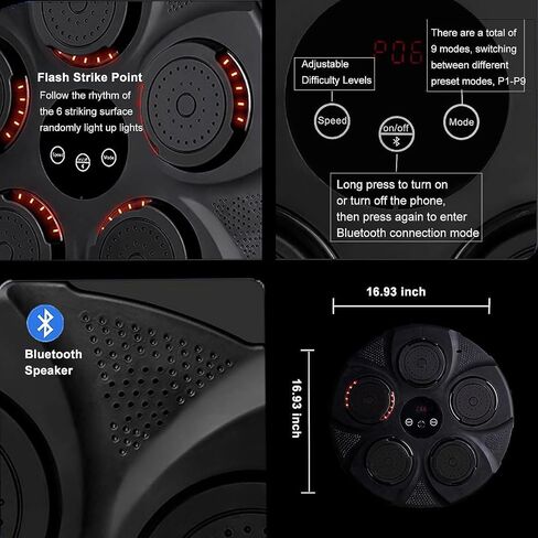 Smart Music Boxing Machine - Home Wall Mount Boxing Training Machine, Agility Training Digital Boxing Wall Target with Boxing Glove 2 Pairs of Boxing Gloves in Saudi Arabia