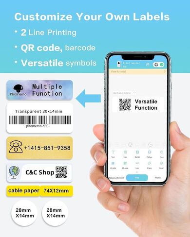 آلة صنع الملصقات Phomemo، D30 2024 نسخة مطورة من أجهزة صنع الملصقات المحمولة بتقنية البلوتوث، طابعة ملصقات، ملصق للمكتب والمدرسة المنظمة، لنظام Android iOS (قابل لإعادة الشحن عبر USB) - أبيض in Kuwait