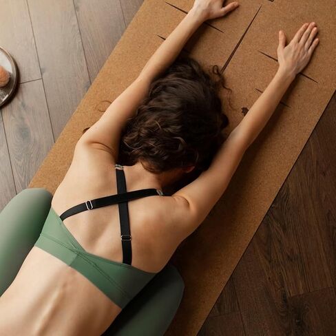 Cork Yoga Mat Sports Mat Natural Cork Environmental Protection TPE Anti Slip and Sweat-absorbing, Suitable for Yoga Pilates Meditation Indoor Fitness(72-Inch x 24-Inch x 5mm Thick) in Saudi Arabia