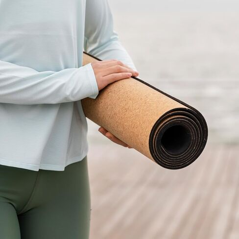 Cork Yoga Mat Sports Mat Natural Cork Environmental Protection TPE Anti Slip and Sweat-absorbing, Suitable for Yoga Pilates Meditation Indoor Fitness(72-Inch x 24-Inch x 5mm Thick) in Saudi Arabia
