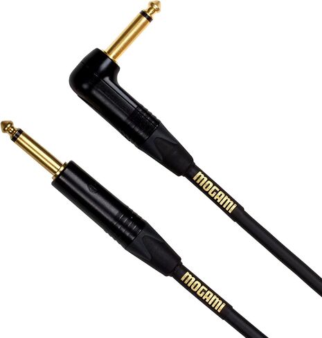 كابل أدوات الجيتار Mogami Gold INSTRUMENT-25R، مقابس ذكر 1/4 بوصة TS، اتصالات ذهبية، زاوية قائمة وموصلات مستقيمة، 25 قدم in Kuwait