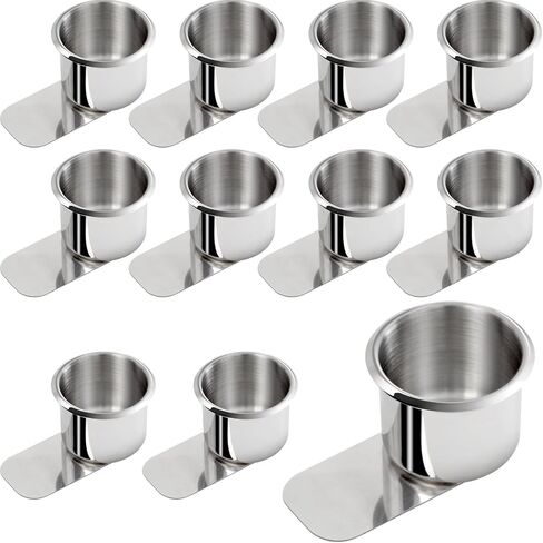 10 Pieces Jumbo Slide Under Stainless Steel Cup Holder 3.5 Inch Poker Table Cup Holders Slide in Cup Holders for Casino Poker Table, Work Desk and Boats, RV Cars Trucks in Saudi Arabia