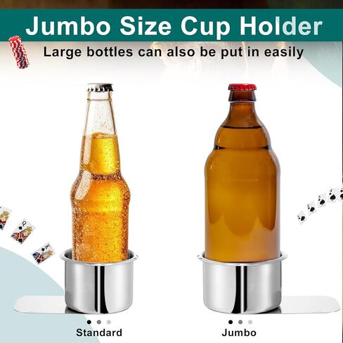 10 Pieces Jumbo Slide Under Stainless Steel Cup Holder 3.5 Inch Poker Table Cup Holders Slide in Cup Holders for Casino Poker Table, Work Desk and Boats, RV Cars Trucks in Saudi Arabia