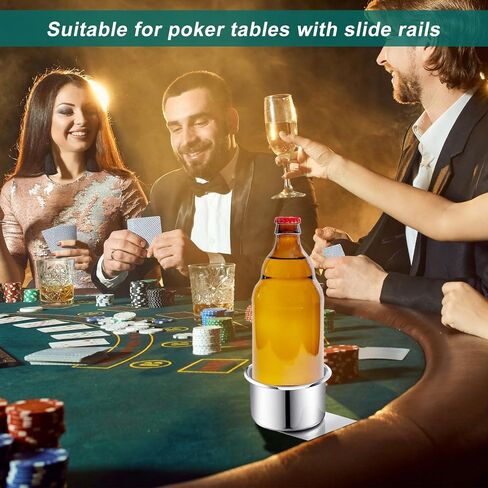 10 Pieces Jumbo Slide Under Stainless Steel Cup Holder 3.5 Inch Poker Table Cup Holders Slide in Cup Holders for Casino Poker Table, Work Desk and Boats, RV Cars Trucks in Saudi Arabia