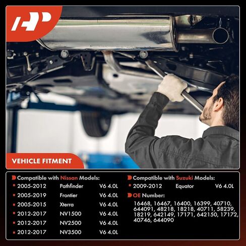 طقم محول حفاز أمامي وخلفي ممتاز مكون من 4 قطع متوافق مع Nissan Frontier 2005-2019، Pathfinder 2005-2012، NV1500، NV2500، NV3500، Xterra وSuzuki Equator، 4.0L، متوافق مع EPA in Kuwait