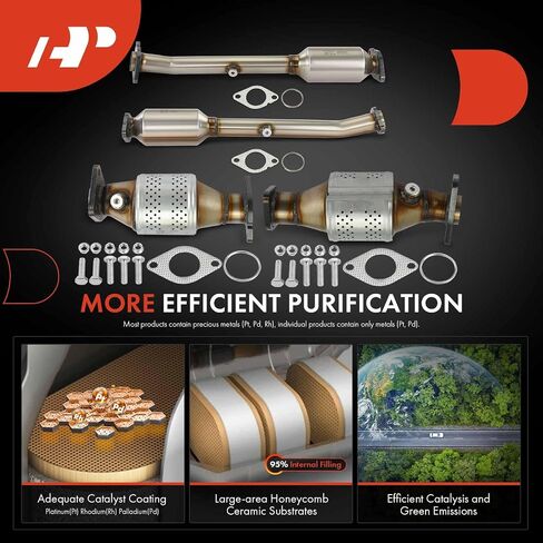 طقم محول حفاز أمامي وخلفي ممتاز مكون من 4 قطع متوافق مع Nissan Frontier 2005-2019، Pathfinder 2005-2012، NV1500، NV2500، NV3500، Xterra وSuzuki Equator، 4.0L، متوافق مع EPA in Kuwait