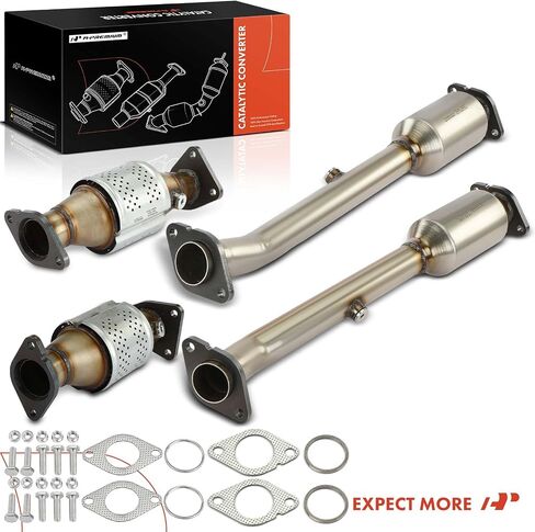 طقم محول حفاز أمامي وخلفي ممتاز مكون من 4 قطع متوافق مع Nissan Frontier 2005-2019، Pathfinder 2005-2012، NV1500، NV2500، NV3500، Xterra وSuzuki Equator، 4.0L، متوافق مع EPA in Kuwait