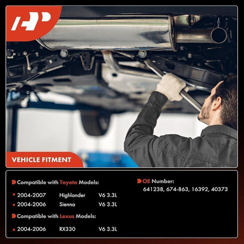 مجموعة المحول الحفاز الأمامي الممتاز A-Premium متوافقة مباشرة مع تويوتا هايلاندر 2004-2007، سيينا 2004-2006 ولكزس RX330 2004-2006، 3.3 لتر، متوافقة مع وكالة حماية البيئة (EPA) in Kuwait
