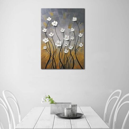Wieco Art Morning Dancing 100% لوحات زيتية زهرية مرسومة يدويًا على القماش فن جداري حديث ممتد ومؤطر نعمة مجردة من الزهور عمل فني جاهز للتعليق في غرفة المعيشة وديكورات المنزل وديكور الحائط in Saudi Arabia