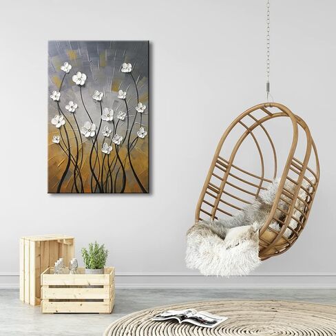 Wieco Art Morning Dancing 100% لوحات زيتية زهرية مرسومة يدويًا على القماش فن جداري حديث ممتد ومؤطر نعمة مجردة من الزهور عمل فني جاهز للتعليق في غرفة المعيشة وديكورات المنزل وديكور الحائط in Saudi Arabia