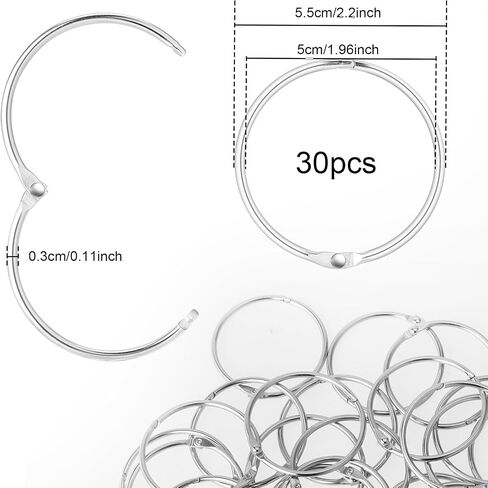 30 Pack Loose Leaf Binder Rings 2 Inch Binder Rings, Nickel-Plated Metal Rings for Index Cards, Keychain, Notebook, Reports, Loose Leaf Paper, Photo Albums in Saudi Arabia